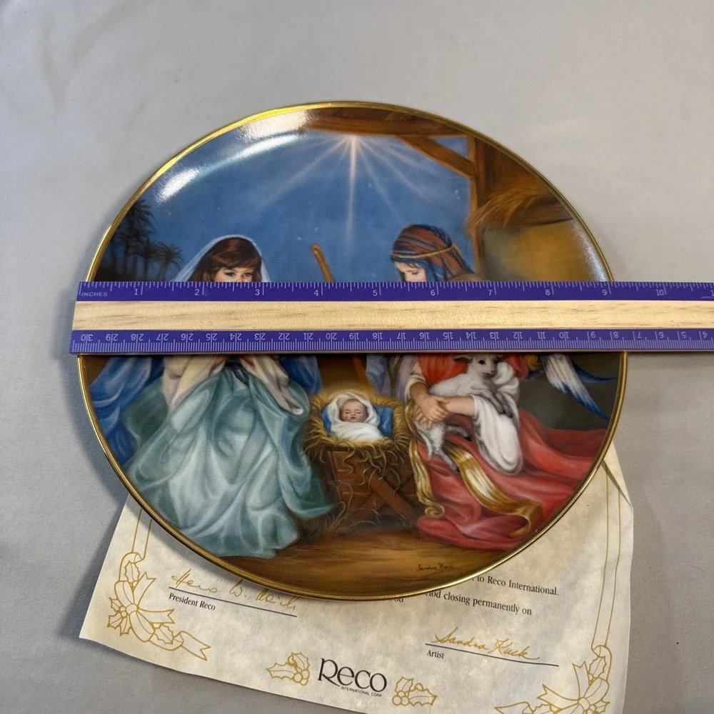 Vintage 1986 Reco Silent Night Collector Plate Sandra Kuck COA First Issue